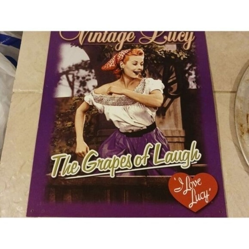 Vintage Lucy‎ I Love Lucy The Grapes of Laugh Metal Tin Sign Purple Wall Decor